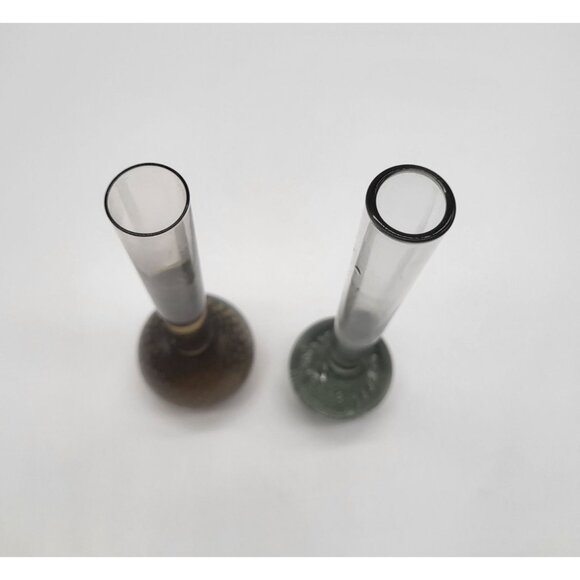 Vintage Mid Century Modern Bubble Art Glass Bud Vases Set of 2 - Picture 2 of 12